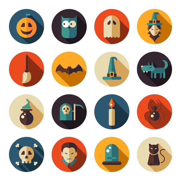 Set of flat design Halloween icons — Stock Vector