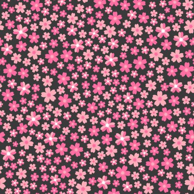Pembe çiçekli düz tasarım Dikişsiz desen çizimi