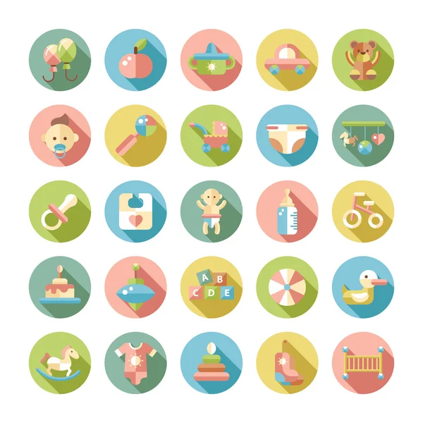 Conjunto de diseño plano pastel lindo bebé iconos — Archivo Imágenes Vectoriales