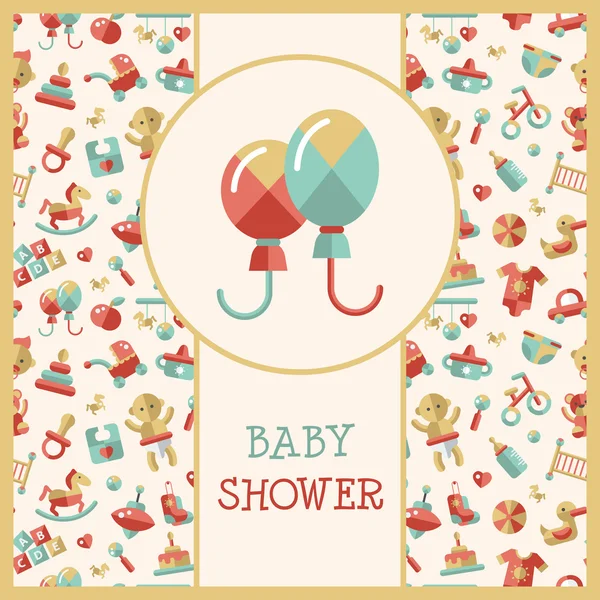 Düz tasarım şirin bebek duş şablon çizimi — Stok Vektör
