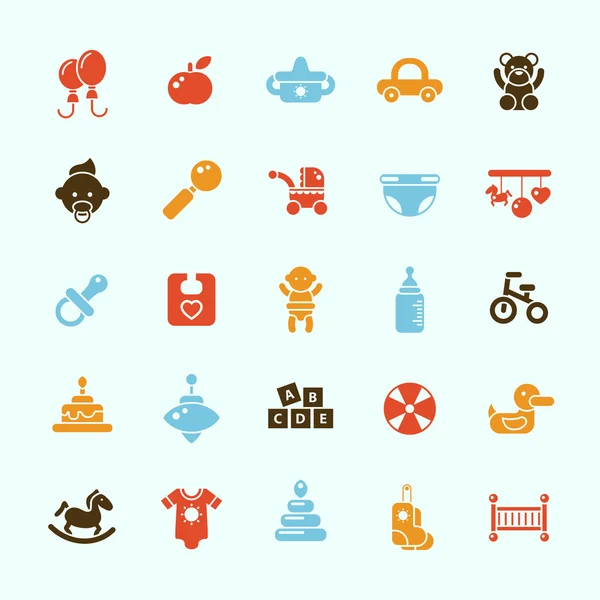 Conjunto de iconos de bebé lindo diseño plano — Vector de stock