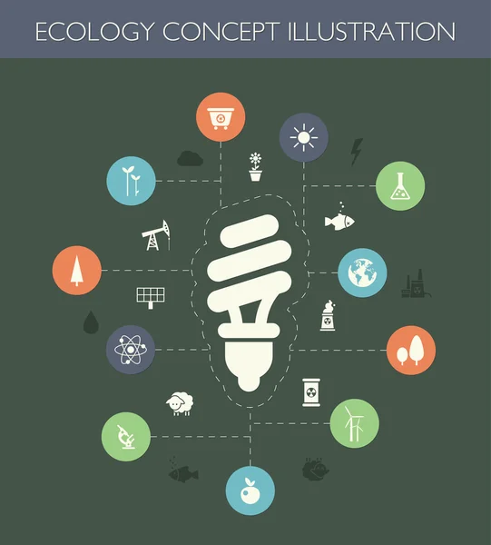 Illustration von ökologischen flachen Design-Komposition mit langen sha — Stockvektor