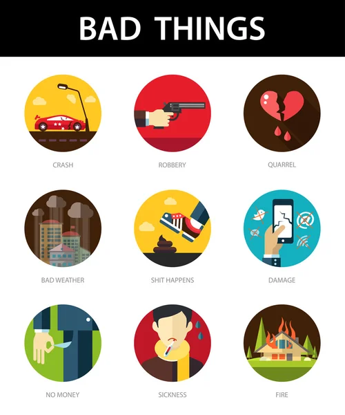 Set of modern flat mens bad things icons for your design — Stock Vector