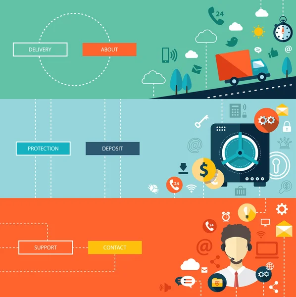 Conjunto de plantillas de infografías de negocios de diseño plano moderno — Archivo Imágenes Vectoriales