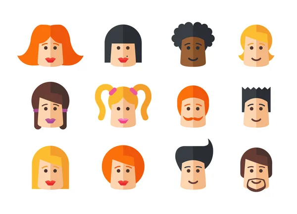 Készlet elszigetelt lapos kivitel emberek ikon avatarok a szociális netwo — Stock Vector