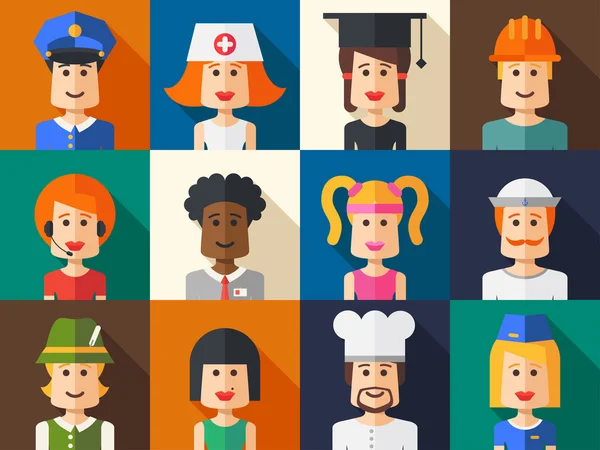 Conjunto de pessoas de design plano isolado ícone avatares para netwo social —  Vetores de Stock