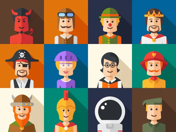 Sosyal netwo için yalıtılmış düz tasarım insanlar simgesi avatarlar kümesi — Stok Vektör
