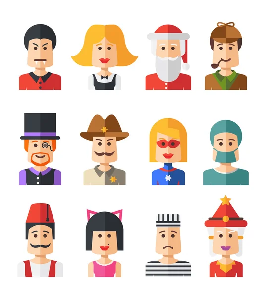 Набір ізольованих плоский дизайн людей значок аватарів для соціальних мереж — стоковий вектор