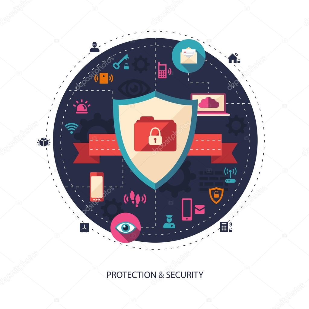 Illustration of flat design business illustration with security 