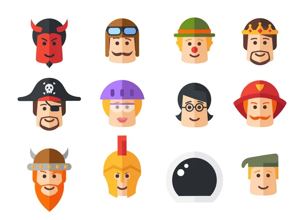 Verzameling van geïsoleerde platte ontwerp mensen pictogram avatars voor sociale netwo — Stockvector