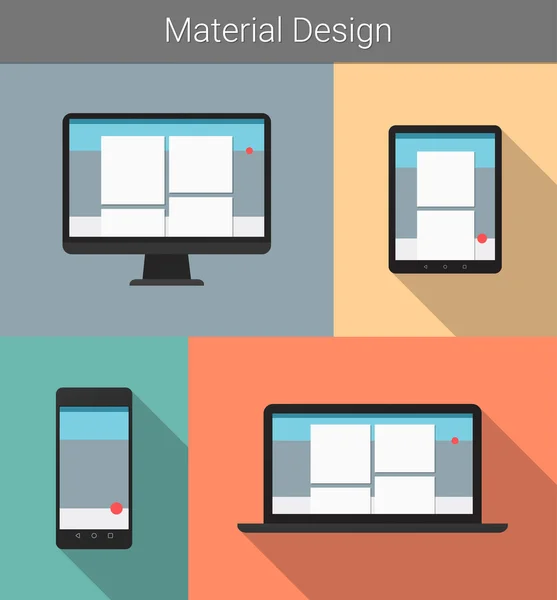 Diseño de material sensible moderno plano en varios dispositivos electrónicos — Vector de stock