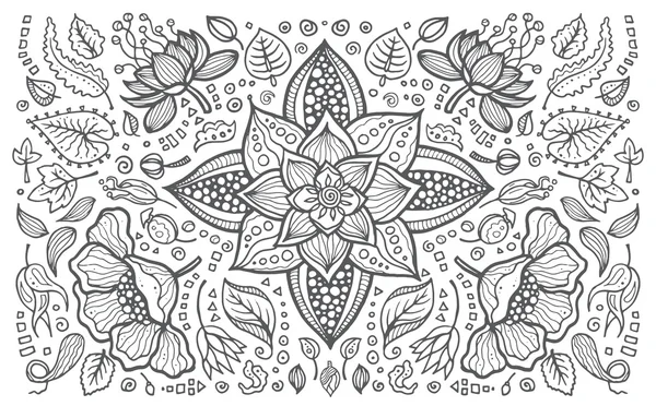 Illustration d'éléments floraux rétro vintage dessinés à la main — Image vectorielle