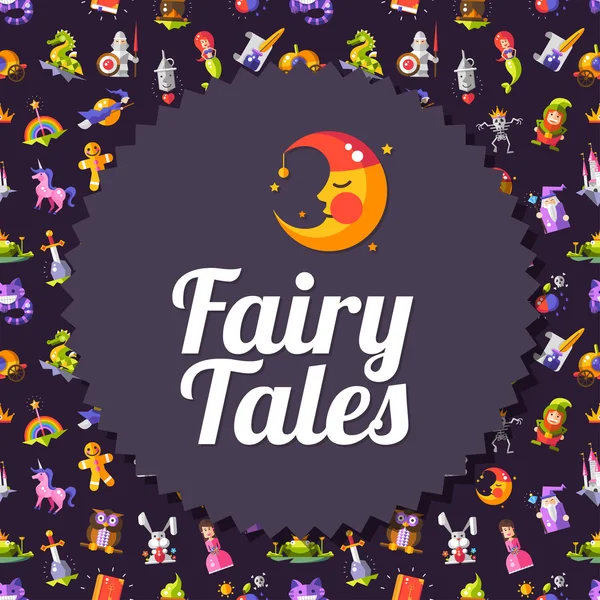 Sjabloon uit de moderne platte ontwerp fairy tales en magie-folder — Stockvector