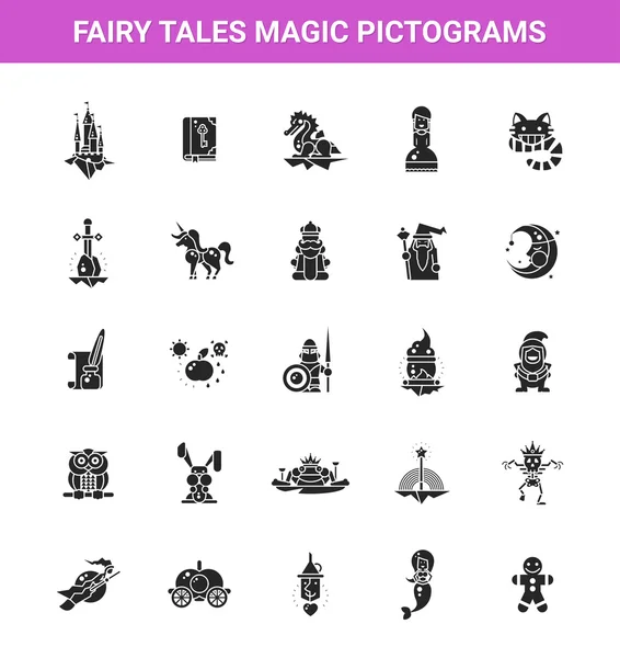 Набір казок плоский дизайн магічні іконки і піктограми — стоковий вектор