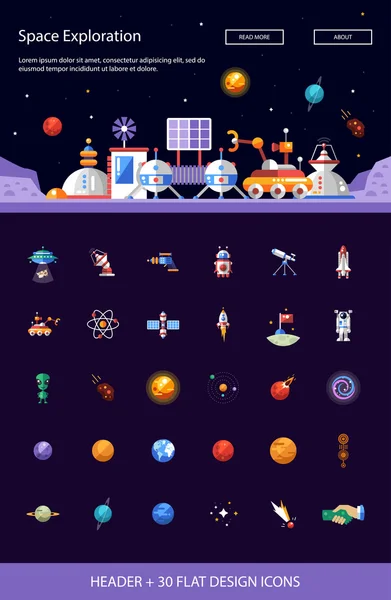 Başlığı ile modern düz tasarım alanı simgeler ve infographics elem