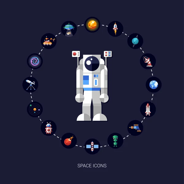 Conjunto de ícones de espaço e elementos infográficos — Vetor de Stock