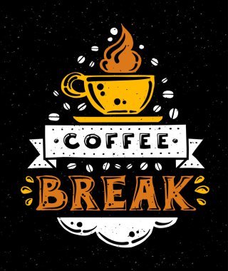 Modern düz hipster tasarlamak teklif ifade kahve molası ile