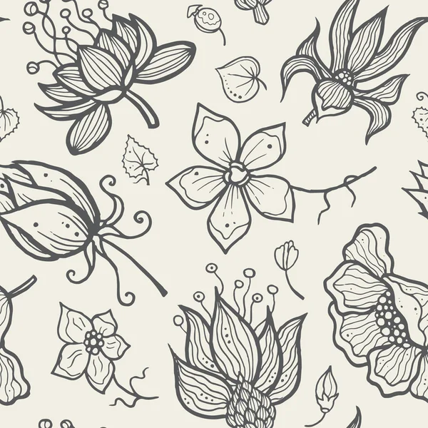 Illustratie van naadloze handgetekende bloemmotief voor uw ontwerp — Stockvector