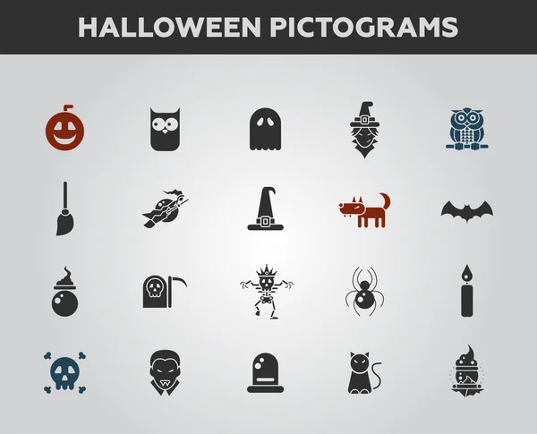 Conjunto de ícones de Halloween de design plano e pictogramas — Vetor de Stock