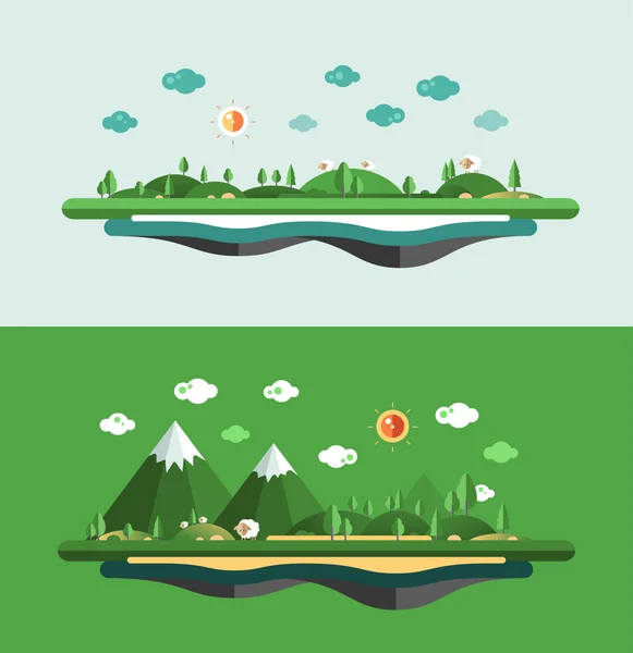 Ilustración de paisaje conceptual de diseño plano moderno — Vector de stock