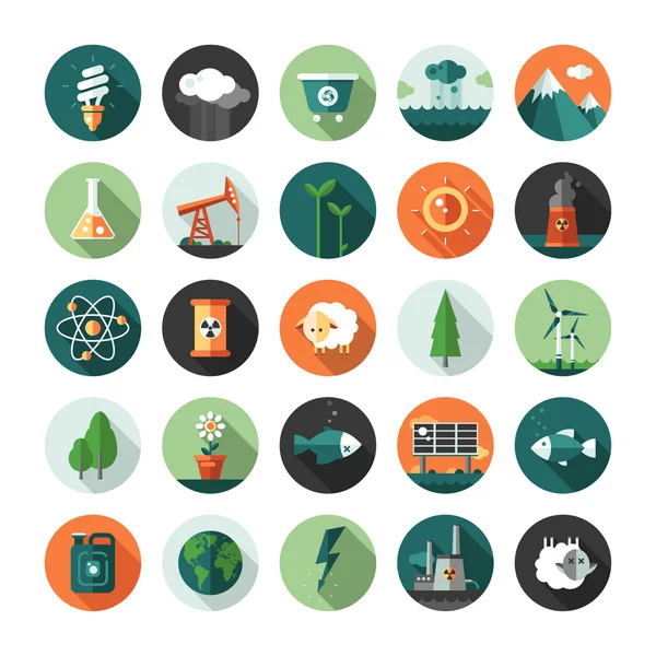 Iconos ecológicos conceptuales de diseño plano moderno y elementos de infografía — Vector de stock