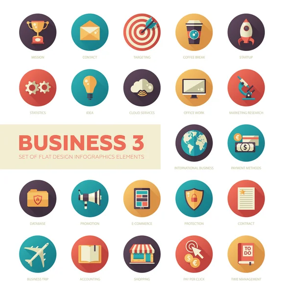 Conjunto de ícones modernos de infográficos de negócios de design plano —  Vetores de Stock