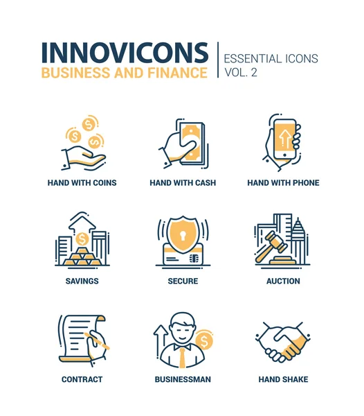 Conjunto de iconos de diseño plano de línea delgada de oficina moderna, pictogramas. Negocios y finanzas infografías objetos, elementos web Ilustración De Stock