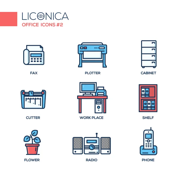 Set moderner Bürozeilen mit flachen Design-Symbolen und Piktogrammen. — Stockvektor