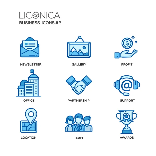 Conjunto de iconos y pictogramas de diseño plano de línea de oficina moderna — Vector de stock