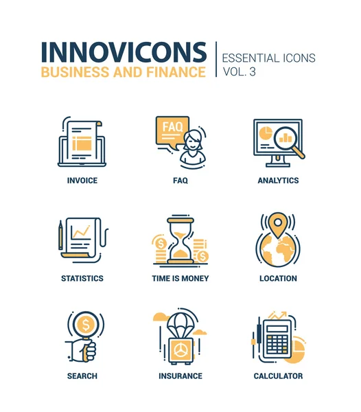 Düz tasarım simgeler, sembollerin set hattı modern ofis ve iş
