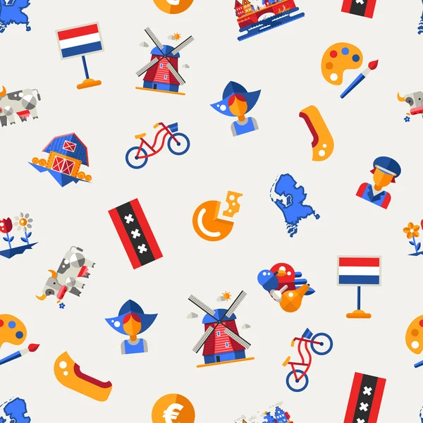 Flat design Holland travel icons, infographics elements with Dutch symbols — Stok Vektör