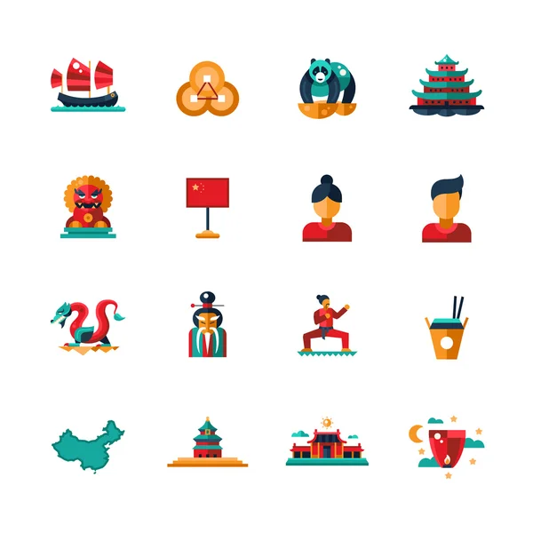Flat design China travel icons, infographics elements with Chinese symbols — 스톡 벡터