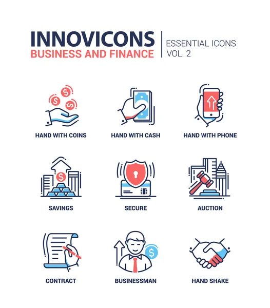 Düz tasarım simgeler, sembollerin set hattı modern ofis ve iş