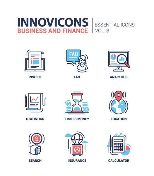 Düz tasarım simgeler, sembollerin set hattı modern ofis ve iş