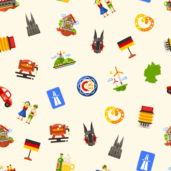 Alemania viaje patrón sin fisuras con símbolos alemanes famosos — Archivo Imágenes Vectoriales