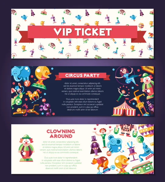 Circus, carnaval pictogrammen en infographic elementen banners set — Stockvector