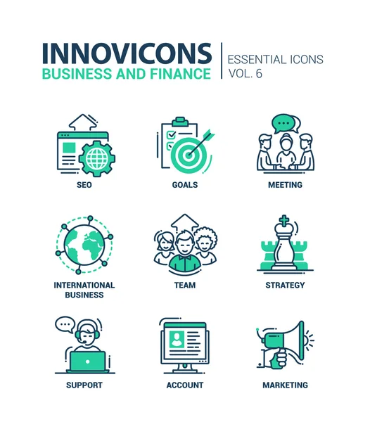 İş, finans modern ince çizgi tasarım simgeler ve semboller