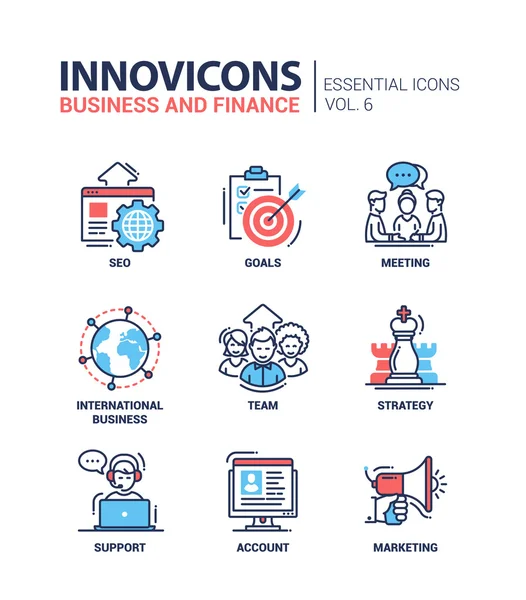 İş, finans modern ince çizgi tasarım simgeler ve semboller