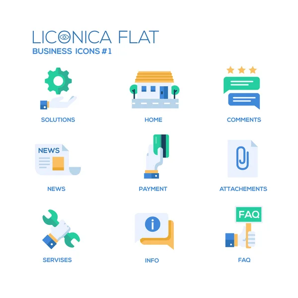 Conjunto de ícones e pictogramas modernos de design plano de escritório — Vetor de Stock