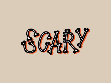 Cadılar Bayramı poster reklamları için mesaj. Beyaz arkaplanda el yazısıyla yazılmış harfler. Poster, sosyal ağ, afiş, kartlar için vektör şablonu.