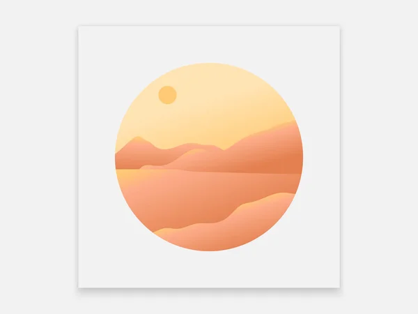 Montagne Collines Nuages Soleil Lune Style Coupe Papier Design Abstrait — Image vectorielle