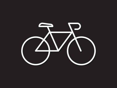 Siyah arkaplanda izole edilmiş basit bisiklet simgesi. Bisiklet simgesi vektörünün özet biçimi
