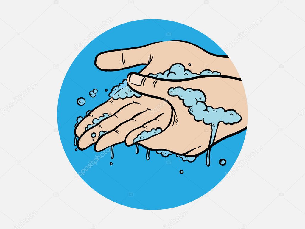 Hand Washing For Prevent Illness And Hygiene, Keep Your Healthy, Sanitary, Infection, Sickness, Healthy, Vector illustration of Handwashing. flat icon design