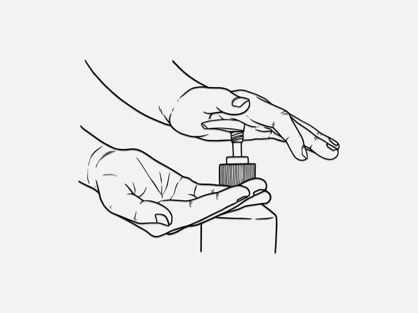 Pump Alcohol Gel Hand Sanitizer Alcohol Based Hand Rub Rubbing — Stock Vector