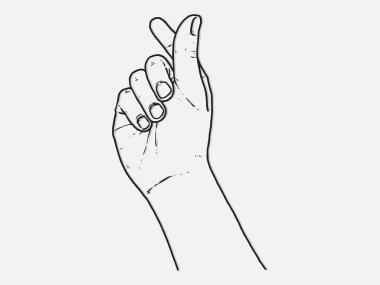 Sevgililer Günü için vektör el çizimi. Ellerin kalp şeklinde. Beyaz arka planda izole edilmiş aşk işareti.