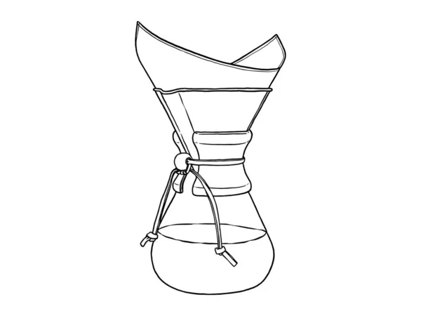 Chemex Coffeemaker Schizzo Incisione Raster Illustrazione Imitazione Stile Gratta Vinci — Vettoriale Stock