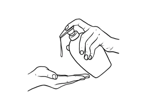Χέρι Τύπου Υγρό Σαπούνι Εικονογράφηση Διανύσματος Τύπου Doodle — Διανυσματικό Αρχείο