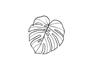 El yapımı canavar. Kapalı alan bitkisi. Canavarlı, modern ve zarif ev dekorlu İskandinav tarzı bir illüstrasyon. Vektör poster tasarımı.