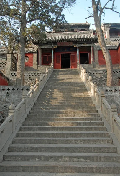 Jinci Temple Taiyuan Shanxi China Stone Staircase Leading Building Grounds — Stok fotoğraf