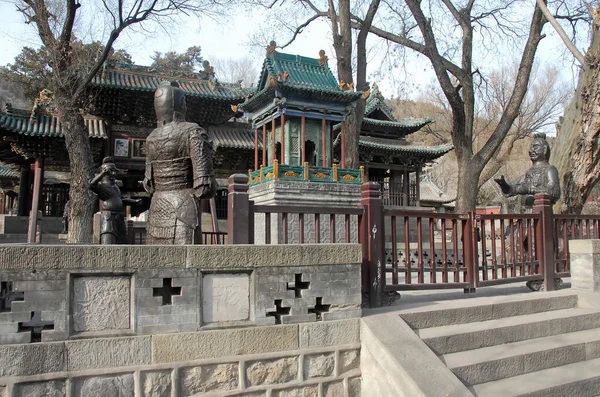 Храм Цинчі Поблизу Тайюань Шаньсі Чіна Вигляд Залізні Статуї Тераси — стокове фото